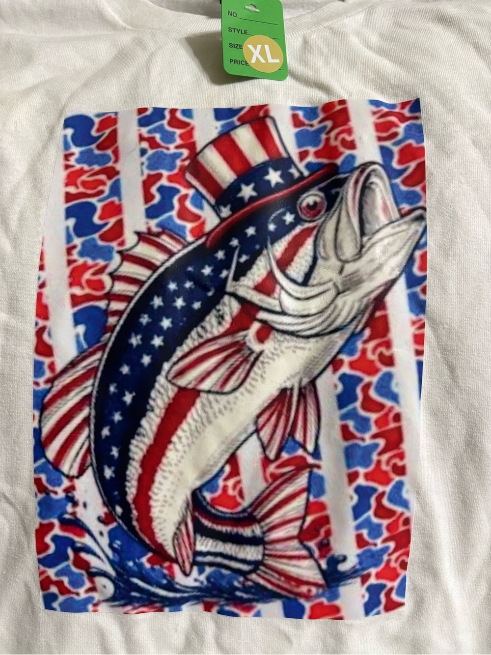 NEW Patriotic Bass Graphic Tee - Red, White & Blue size XL